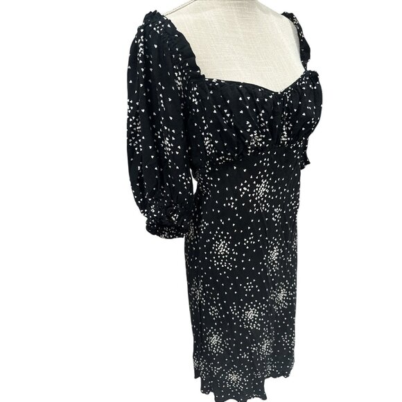 Anthropologie Black With White Hearts Sweetheart Dress L - Picture 3 of 9